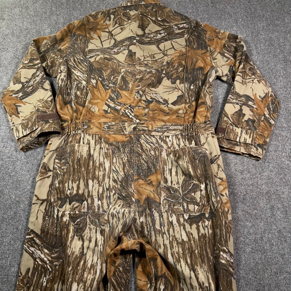 VTG Cabelas Realtree Camo Coveralls Mens XL Hunting Chamois Made in USA GORP - Picture 2 of 10